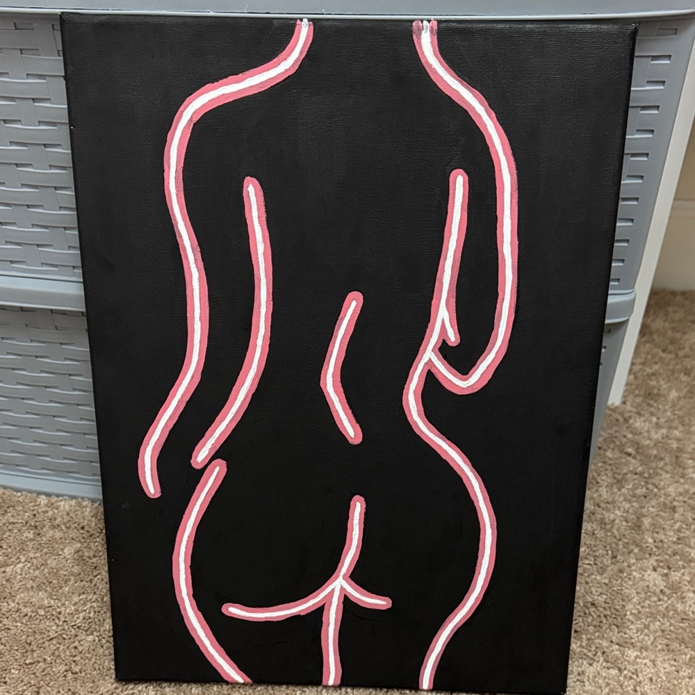 Abstract Black and Pink Canvas Art